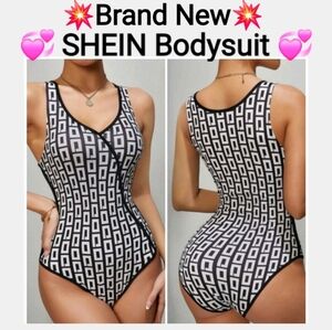 SHEIN Black and White Geometric Bodysuit